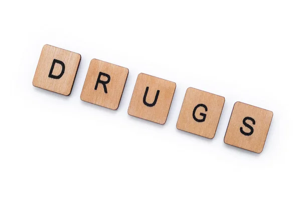 Het woord drugs — Stockfoto