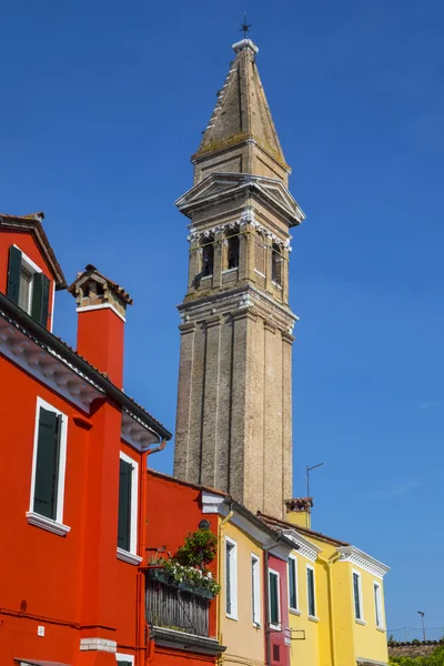 Burano San Martino Kilisesi Eğik Çan Kulesi — Stok fotoğraf