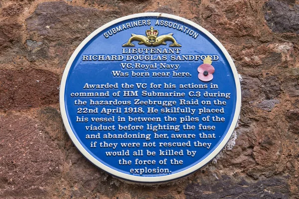 Richard Douglas Sandford VC Plaque in Exeter — Stock Photo, Image