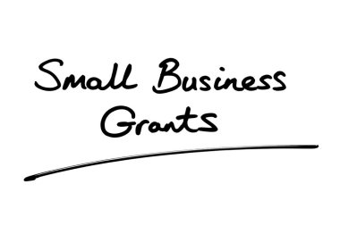 Small Business Grants handwritten on a white background. clipart