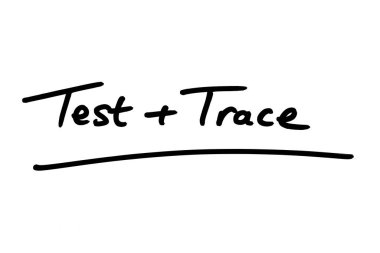 Test and Trace handwritten on a white background. clipart