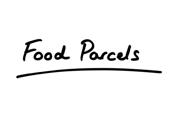 Food Parcels handwritten on a white background.