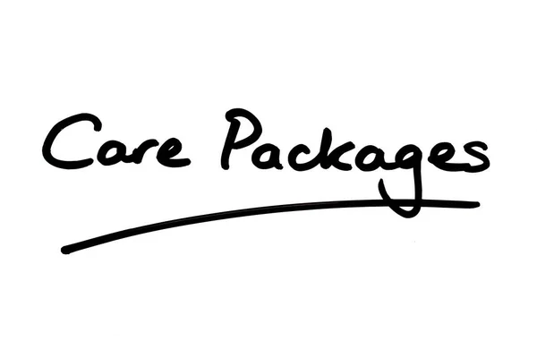 Care Packages Handwritten White Background — Stock Photo, Image