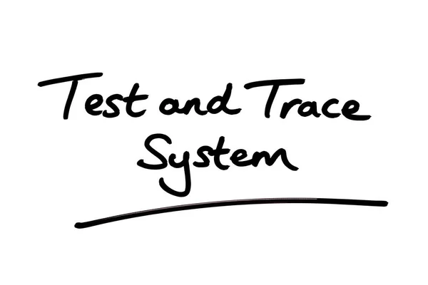 Test Und Trace System Handgeschrieben Auf Weißem Hintergrund — Stockfoto