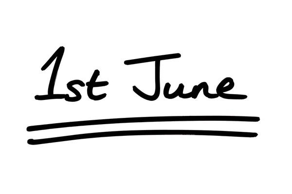 1St June Handwritten White Background — Stock Photo, Image