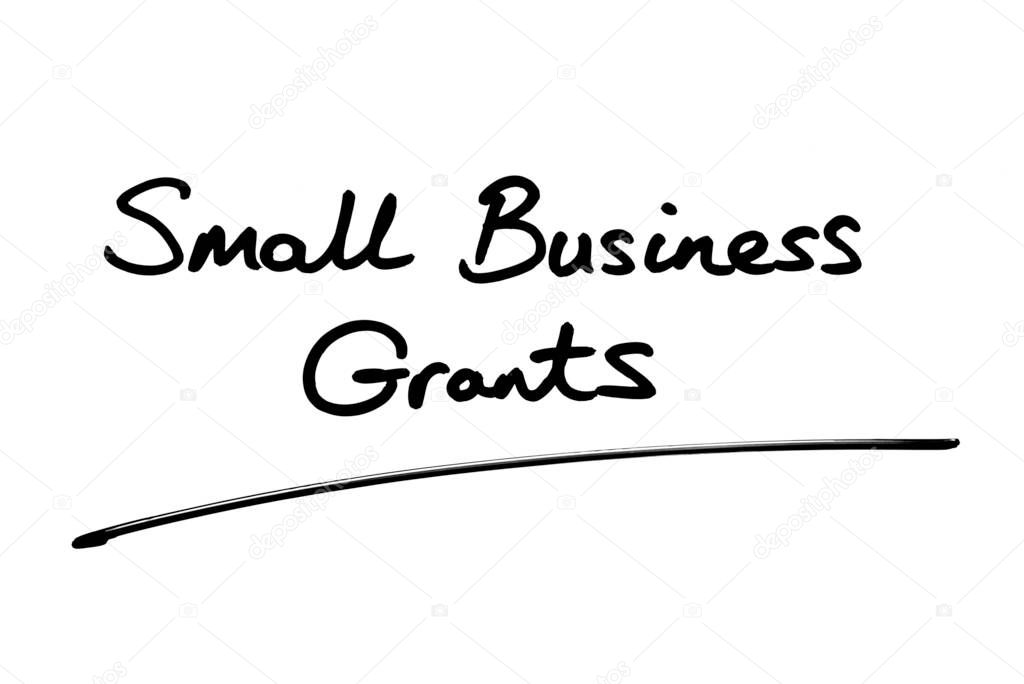 Small Business Grants handwritten on a white background.