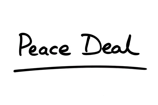 Peace Deal Escrito Mano Sobre Fondo Blanco — Foto de Stock