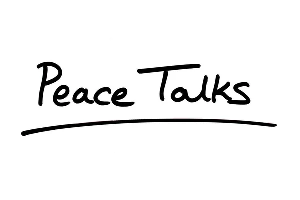 Mírové Rozhovory Ručně Psané Bílém Pozadí — Stock fotografie