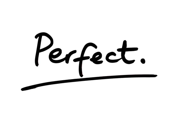 Ordet Perfekt Handskriven Vit Bakgrund — Stockfoto