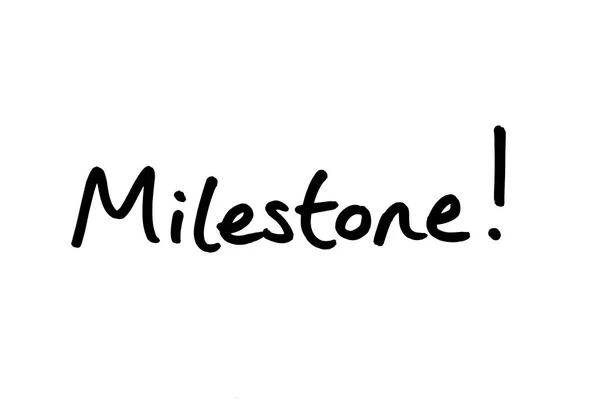 Milestone Szó Kézzel Írt Fehér Háttér — Stock Fotó