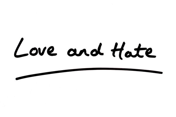 Любовь и ненависть от руки на белом фоне
.