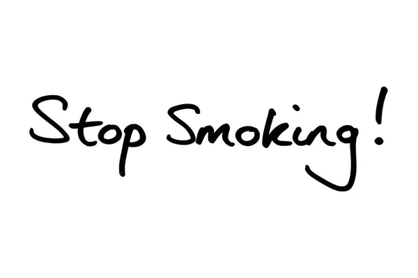 Přestaň Kouřit Ručně Napsaný Bílém Pozadí — Stock fotografie