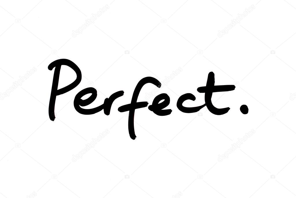 The word Perfect handwritten on a white background.