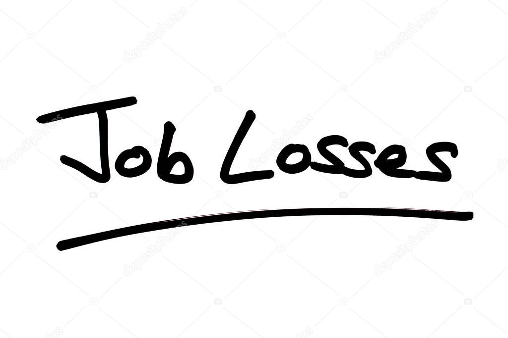 Job Losses handwritten on a white background.