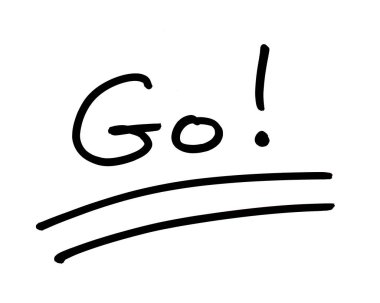 Git hadi! Beyaz bir arkaplanda el yazısı.