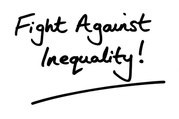Luta Contra Desigualdade Escrito Mão Fundo Branco — Fotografia de Stock