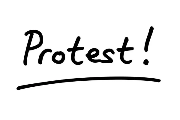 Protest Ručně Napsaný Bílém Pozadí — Stock fotografie