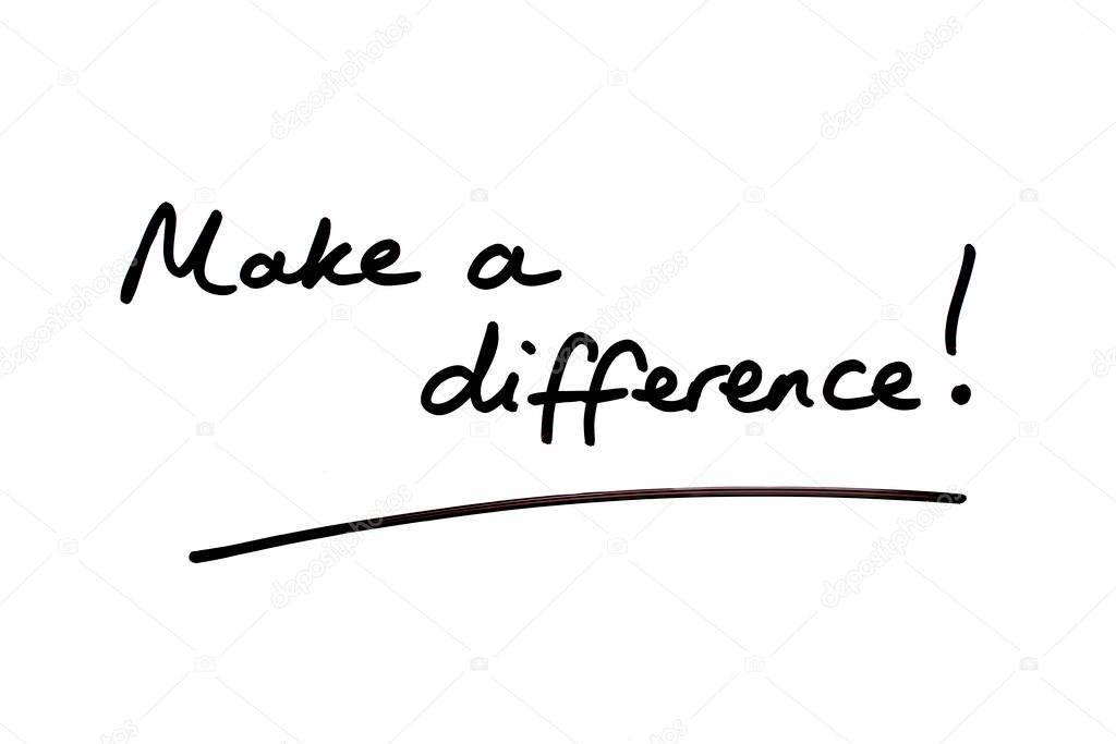 Make a Difference! handwritten on a white background.