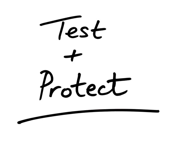 白地に手書きのテストと保護 — ストック写真