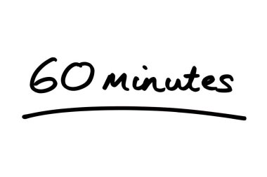 60 minutes handwritten on a white background. clipart