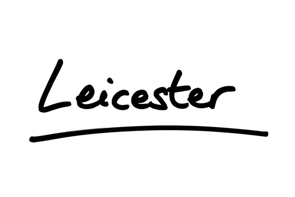Leicester Ručně Napsaný Bílém Pozadí — Stock fotografie
