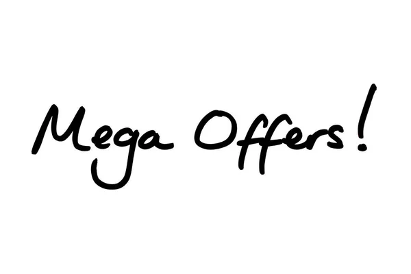 Mega Offers Handwritten White Background — Stock Photo, Image