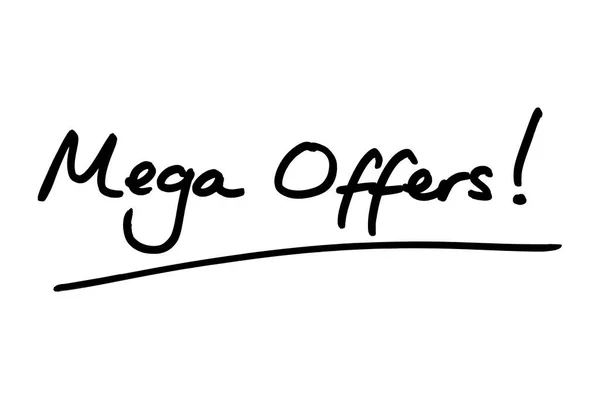 Mega Offers Handwritten White Background — Stock Photo, Image