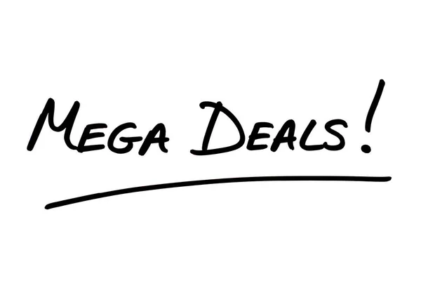 Mega Deals Handwritten White Background — Stock Photo, Image