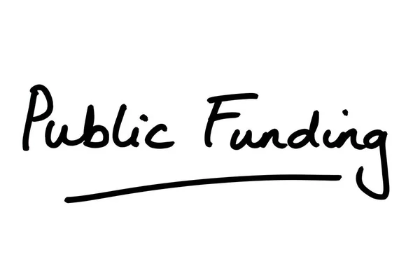 Financiamento Público Escrito Mão Fundo Branco — Fotografia de Stock