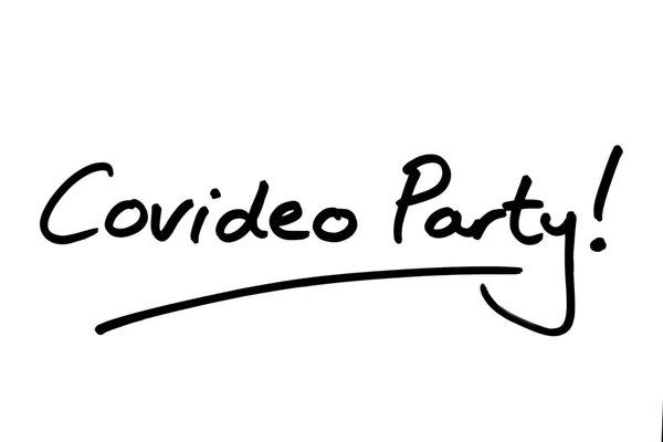 Covideo Party Manuscrito Sobre Fundo Branco — Fotografia de Stock