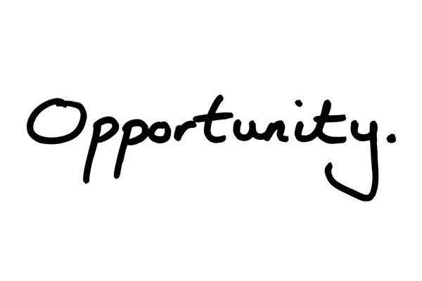 Das Wort Opportunity Handgeschrieben Auf Weißem Hintergrund — Stockfoto