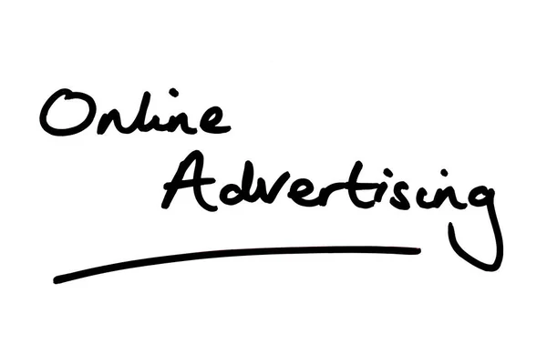 Online Reklam Handskriven Vit Bakgrund — Stockfoto