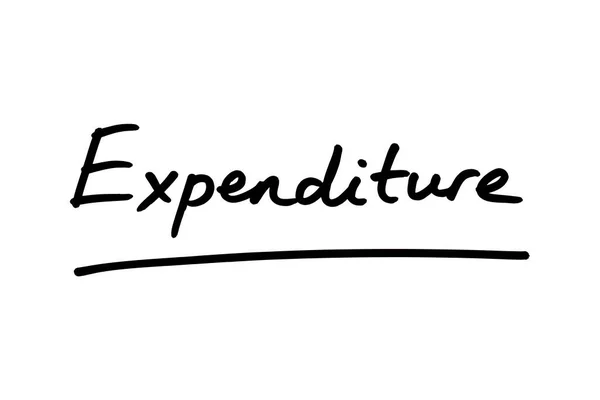 Word Expenditure Handwritten White Background — Stock Photo, Image