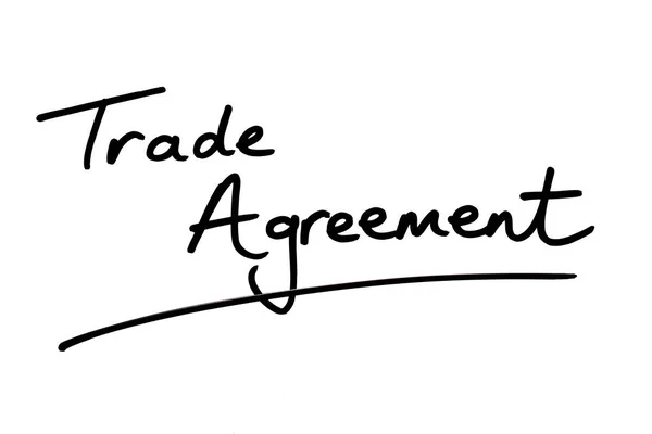 Perjanjian Perdagangan Ditulis Tangan Pada Latar Belakang Putih — Stok Foto