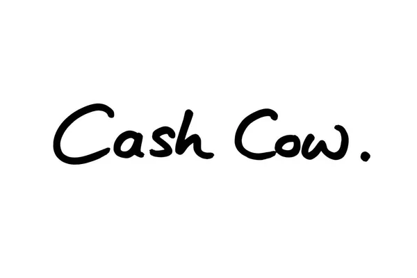 Cash Cow Handskriven Vit Bakgrund — Stockfoto