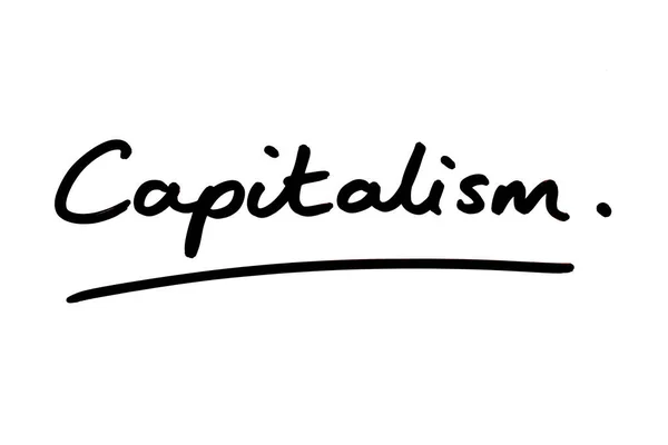 Capitalismo Escrito Mão Sobre Fundo Branco — Fotografia de Stock