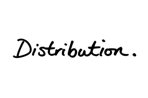 Distributie Handgeschreven Een Witte Achtergrond — Stockfoto