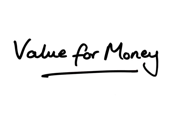 Valor Por Dinero Escrito Mano Sobre Fondo Blanco — Foto de Stock