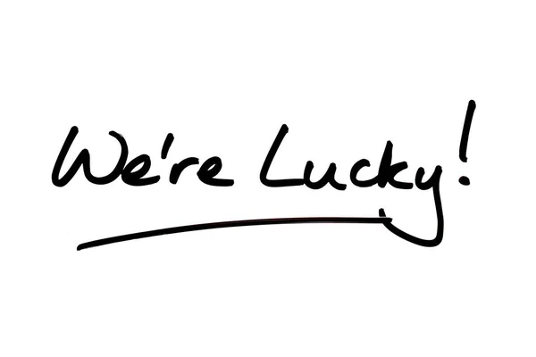 Were Lucky Handwritten White Background — Stock Photo, Image