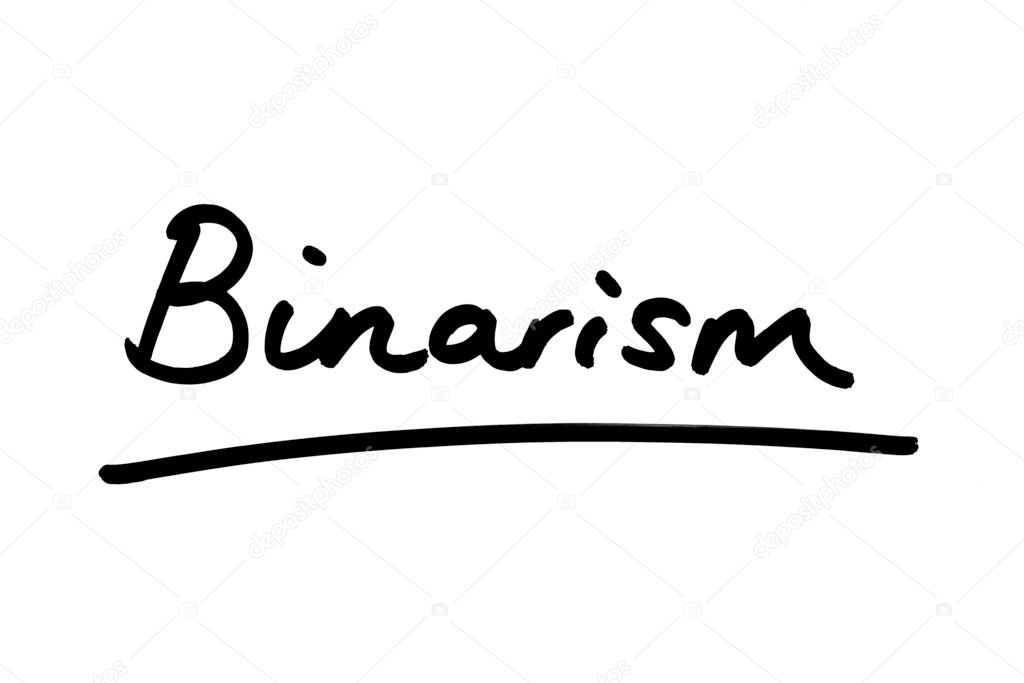 The word Binarism handwritten on a white background.