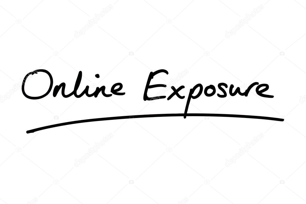 Online Exposure handwritten on a white background.