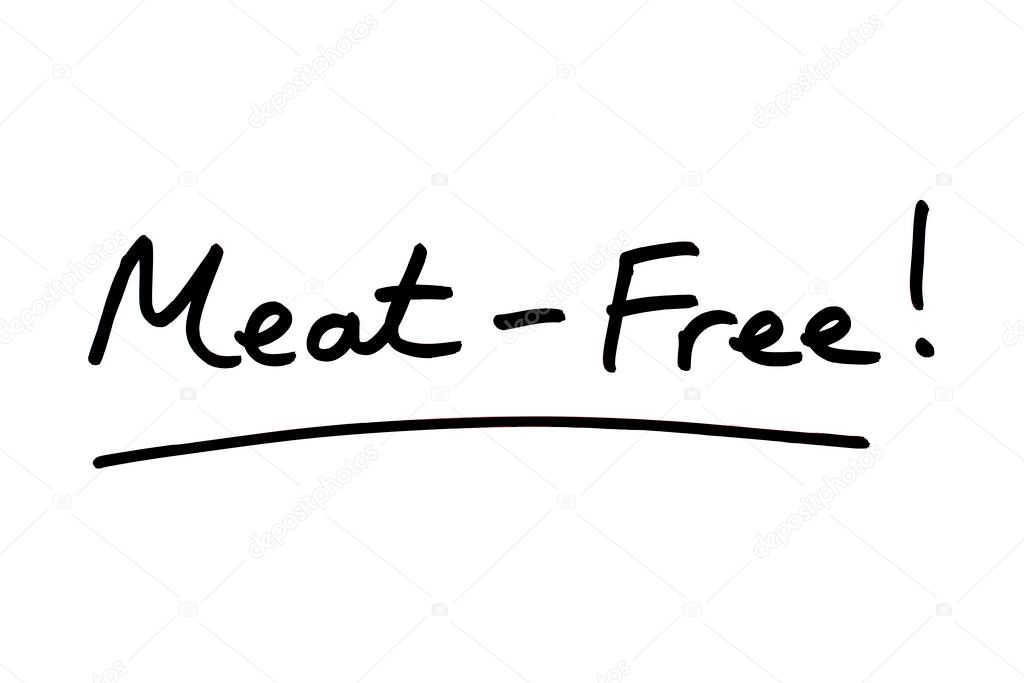 Meat-Free! handwritten on a white background.