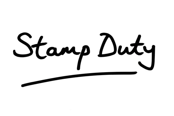 Stamp Duty Kézzel Írt Fehér Háttér — Stock Fotó