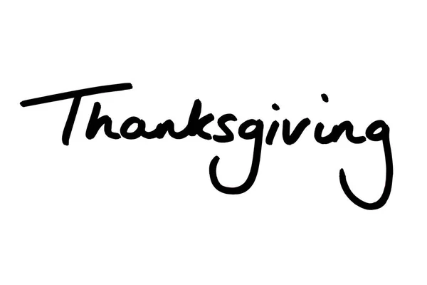 Thanksgiving Handgeschrieben Auf Weißem Hintergrund — Stockfoto