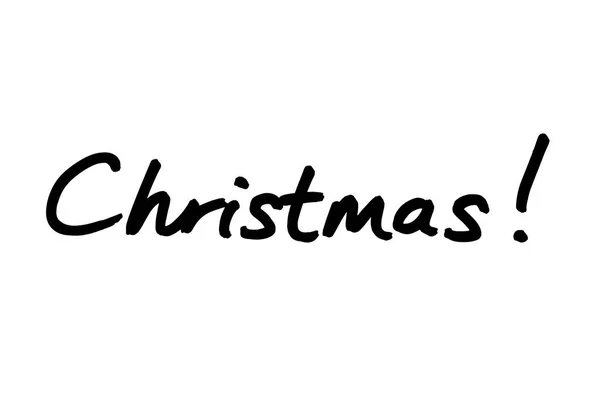 Julen Handskriven Vit Bakgrund — Stockfoto