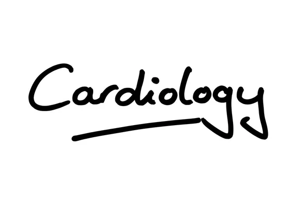 Cardiologie Handgeschreven Een Witte Achtergrond — Stockfoto