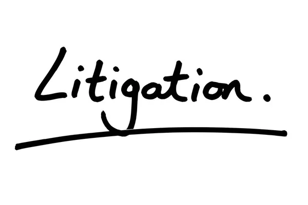 Litigation Handgeschreven Een Witte Achtergrond — Stockfoto