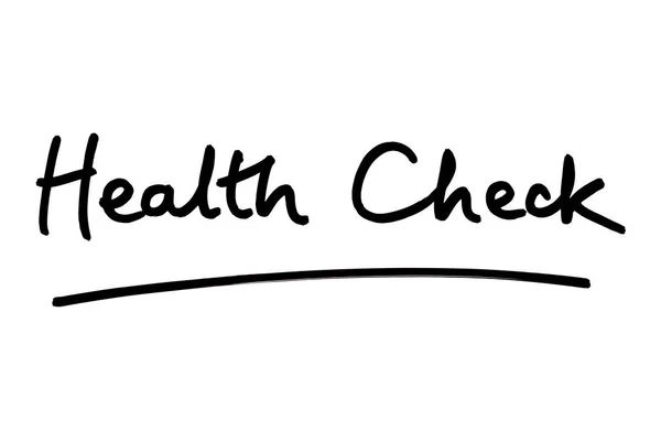 Health Check Kézzel Írt Fehér Háttér — Stock Fotó