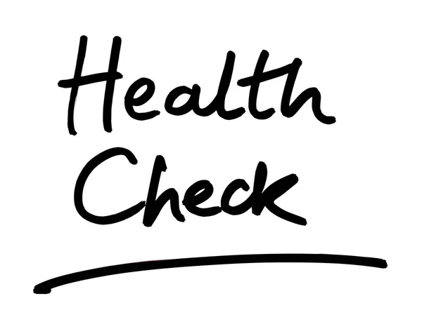 Health Check Escrito Mão Fundo Branco — Fotografia de Stock