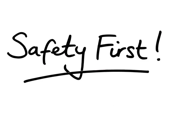 Safety First Handwritten White Background — Stock Photo, Image